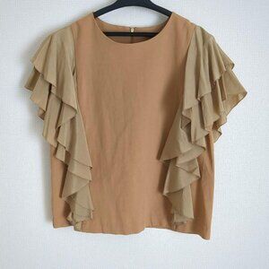 Benif Ruffled Frill Sleeve Blouse Tan
